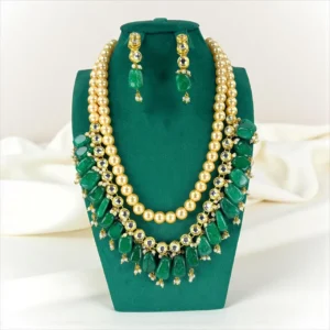 PEARL EMERALD MALA SET