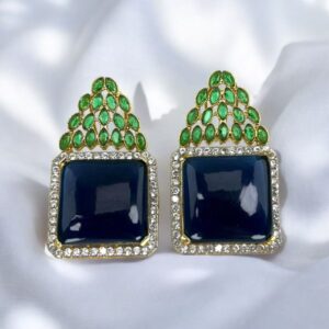 SQUARE BLUE EAR STUDS