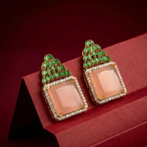 SQUARE PINK EAR STUDS