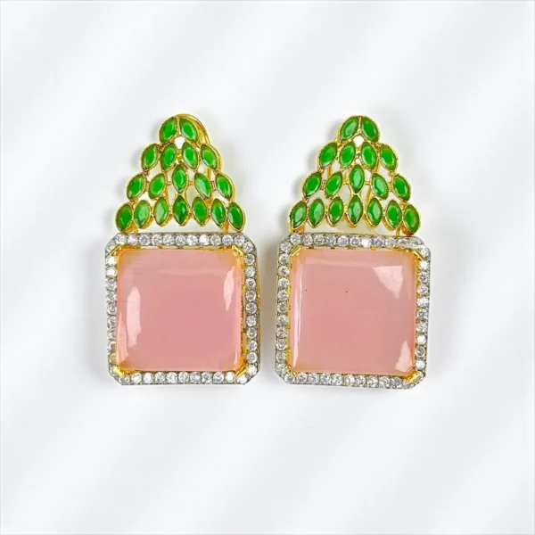 SQUARE PINK STUDS