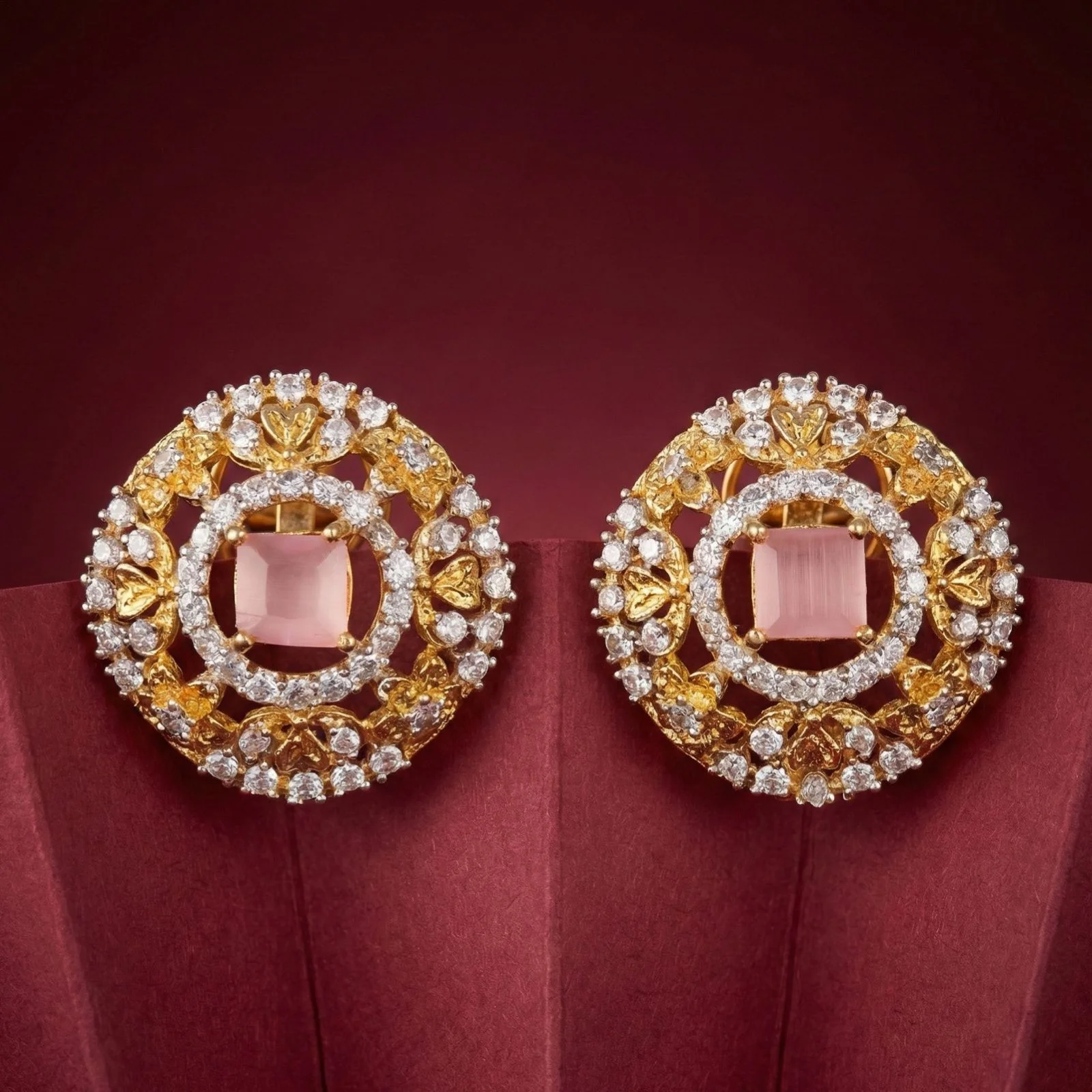 SQUARE PINK STUDS
