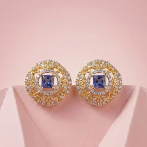 SQUARISH PURPLE EAR STUDS