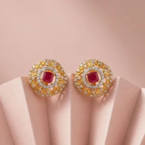 SQUARISH RUBY STUDS