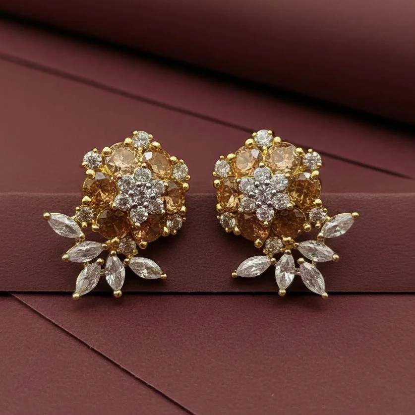 FLORAL CHAMPAGNE EAR STUDS