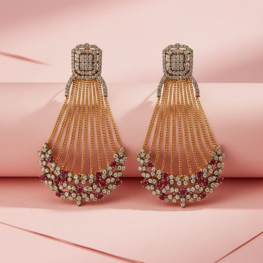 ZIRCON MAGENTA EARRINGS