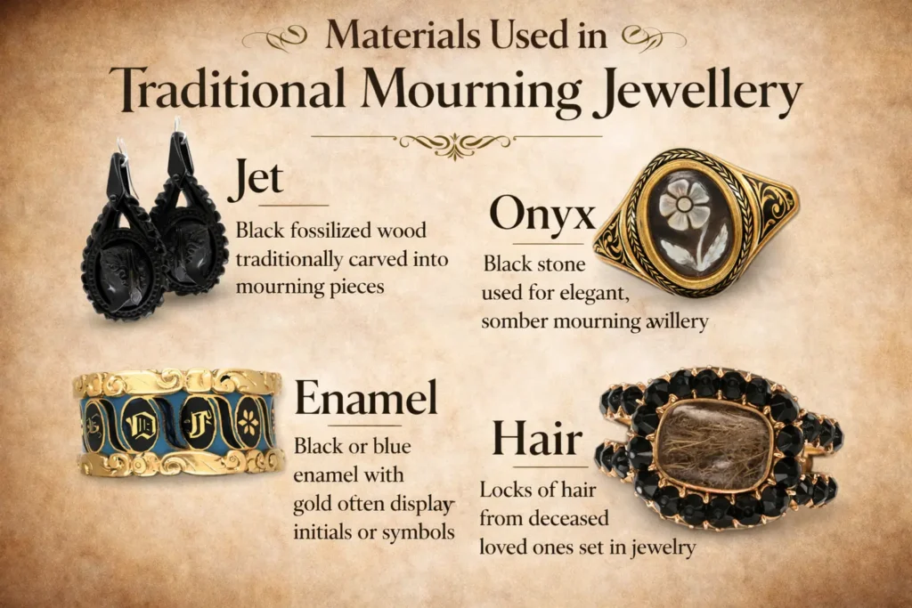 material use in mourning jewellery