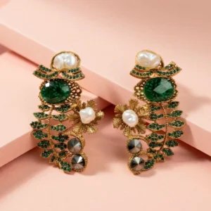 BRANCHED GREEN EARRINGS