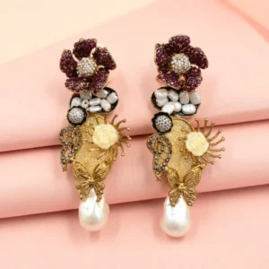FLORAL MAROON EARRINGS