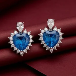 HEART BLUE EAR STUDS