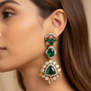 KUNDAN GREEN EARRINGS