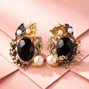 PEARL BLACK EARRING S