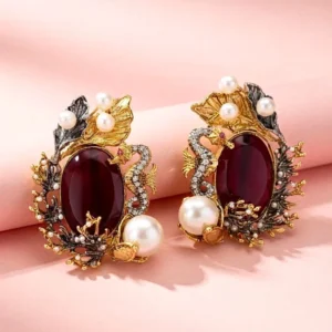 PEARL MAROON EARRINGS