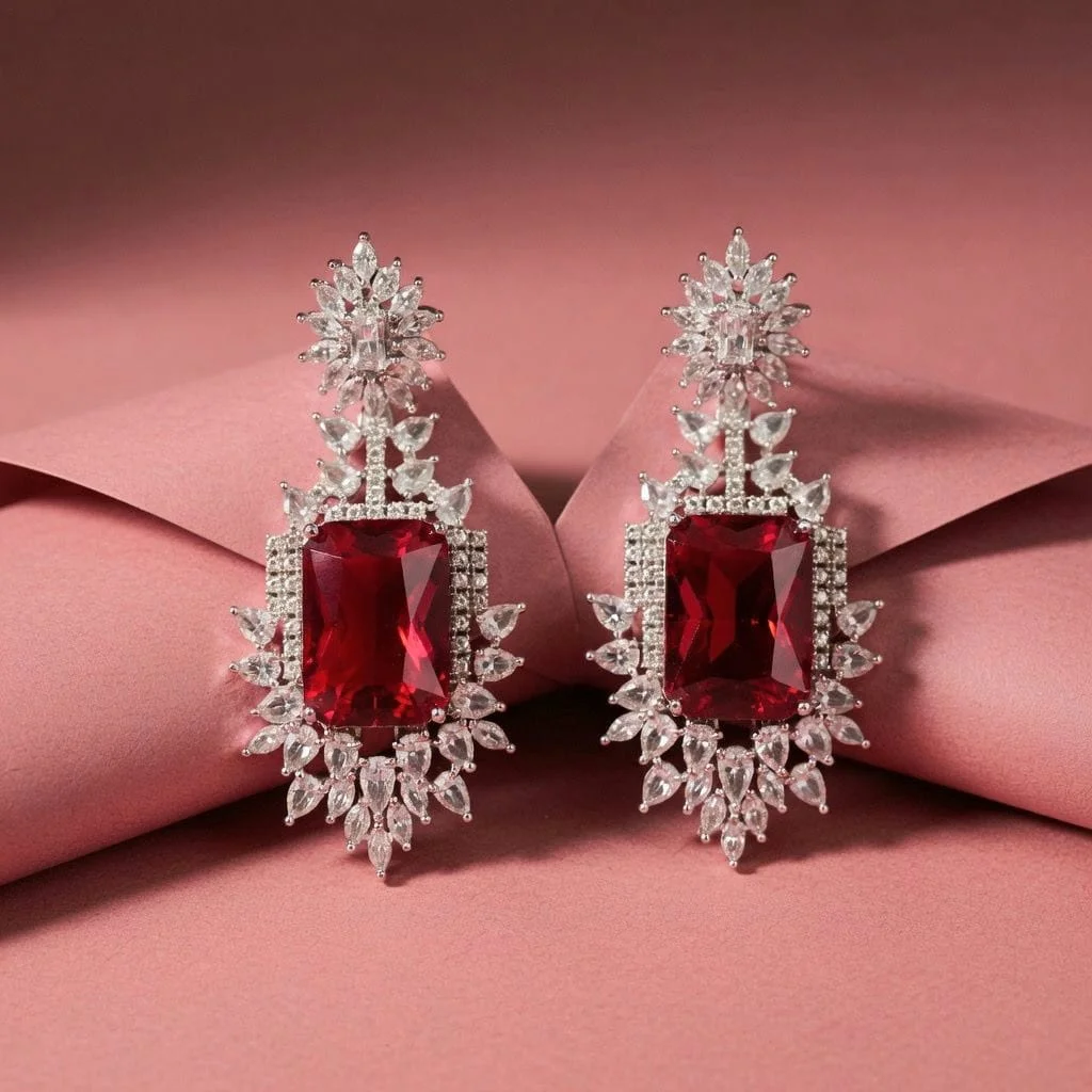 STYLISH RED PINK EARRINGS
